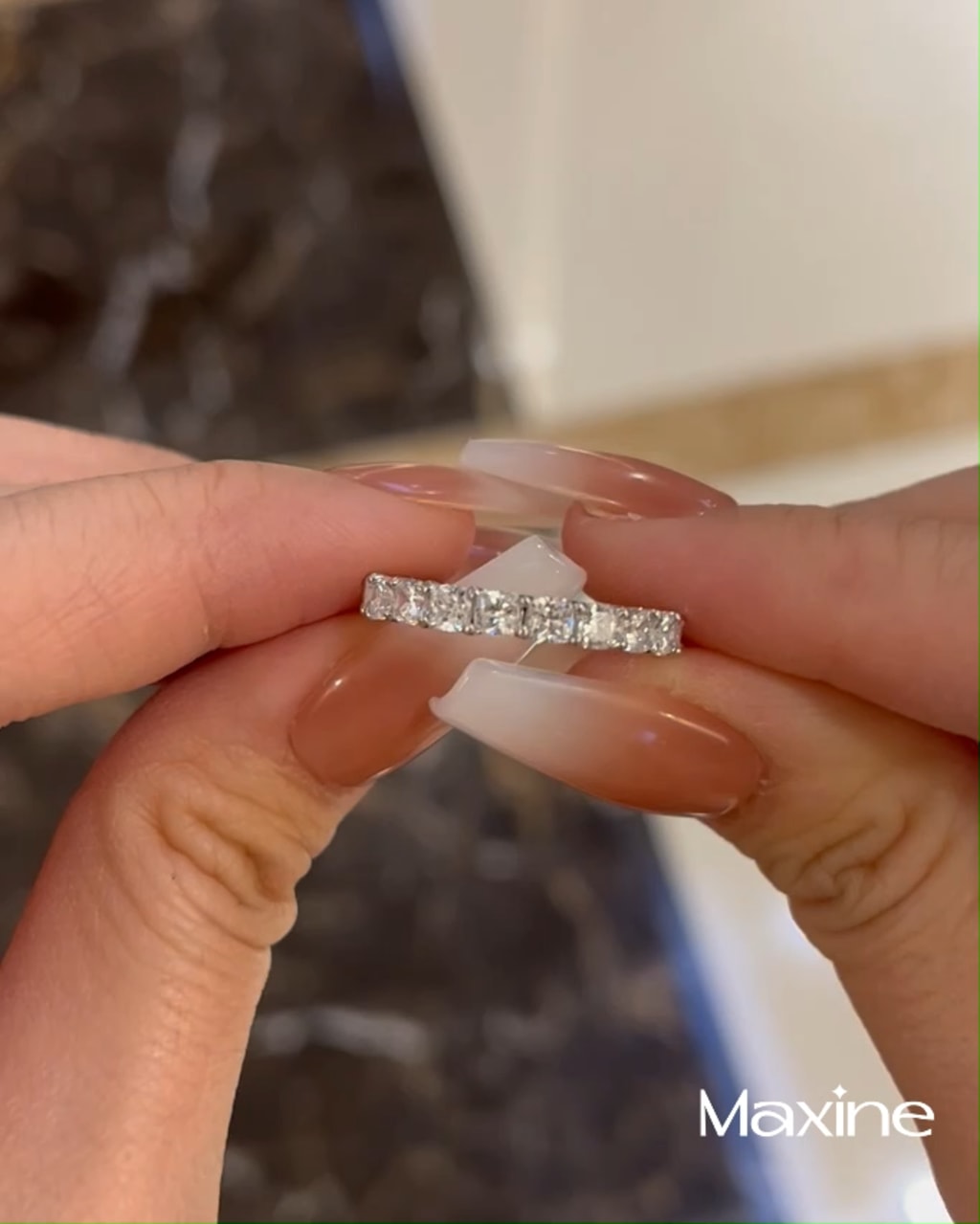 Stunning Cushion Cut Women's Wedding Band In Sterling Silver