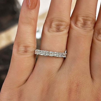 Stunning Cushion Cut Women's Wedding Band In Sterling Silver